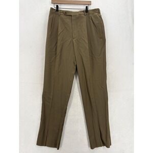 Corbin Lanyard II Dress Pants Mens 36x38 Brown Wool Classic Fit Pleated USA VTG